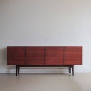 vintage Danish sideboard with black and white drawers