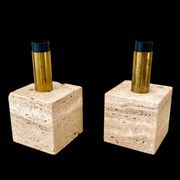 Cerri Nestore pair of travertine marble lamps, Italy 1970