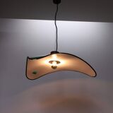 Triangular green metal pendant lamp by IBIS, 1980s