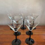 7 thin black stemmed glasses