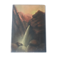 Ancient oil on canvas painting North American waterfall landscape