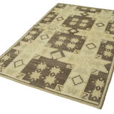 1970s handwoven wool anatolian beige carpet 138 cm x 224 cm