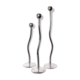 Trio of silver metal candle holders by Mesa, Italy, 1980