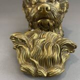 Pot à tabac en bronze en forme de tête de chien, vers 1900