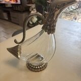 Silea duck pitcher in glass and silver-plated metal