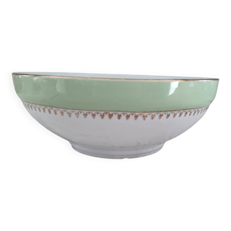 Aqua green salad bowl with golden frieze L'Amandinoise