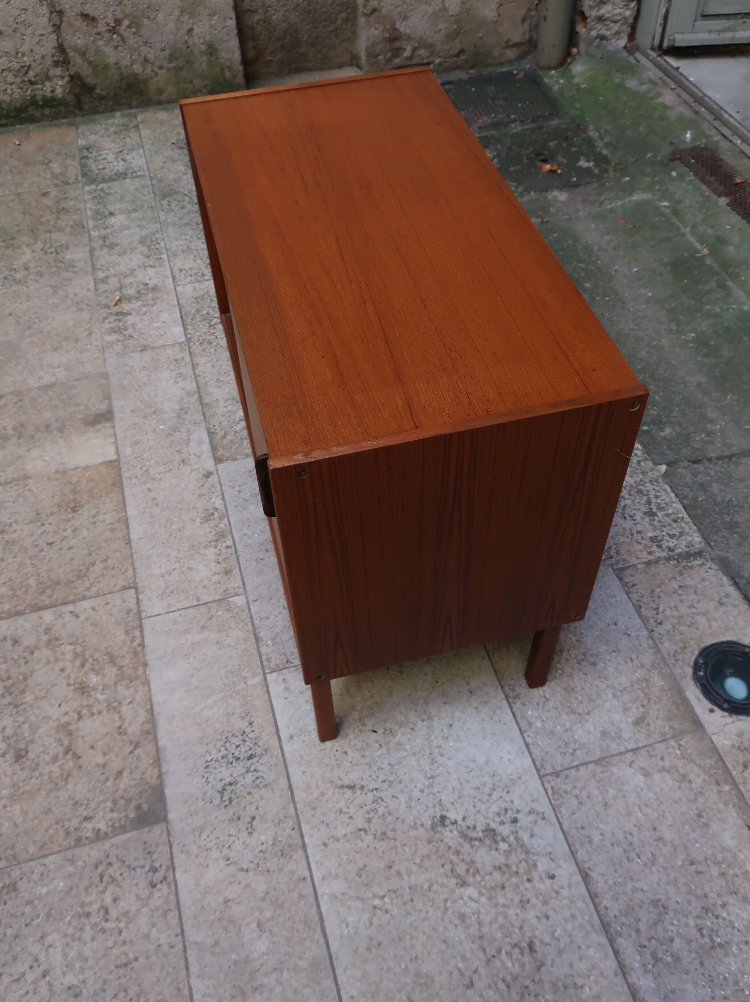 Two-door teak storage unit from the 1960s