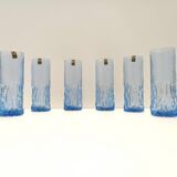 Postmodern Set of Six Blue Crystal Handmade Drinking Glasses