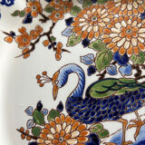 Round plate, iron earth, Gien, Peacock.