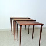 Scandinavian Modern Rosewood Nesting Tables with Drumstick Legs