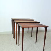 Scandinavian Modern Rosewood Nesting Tables with Drumstick Legs