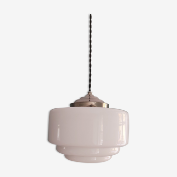 Suspension art deco en opaline en forme d'escaliers