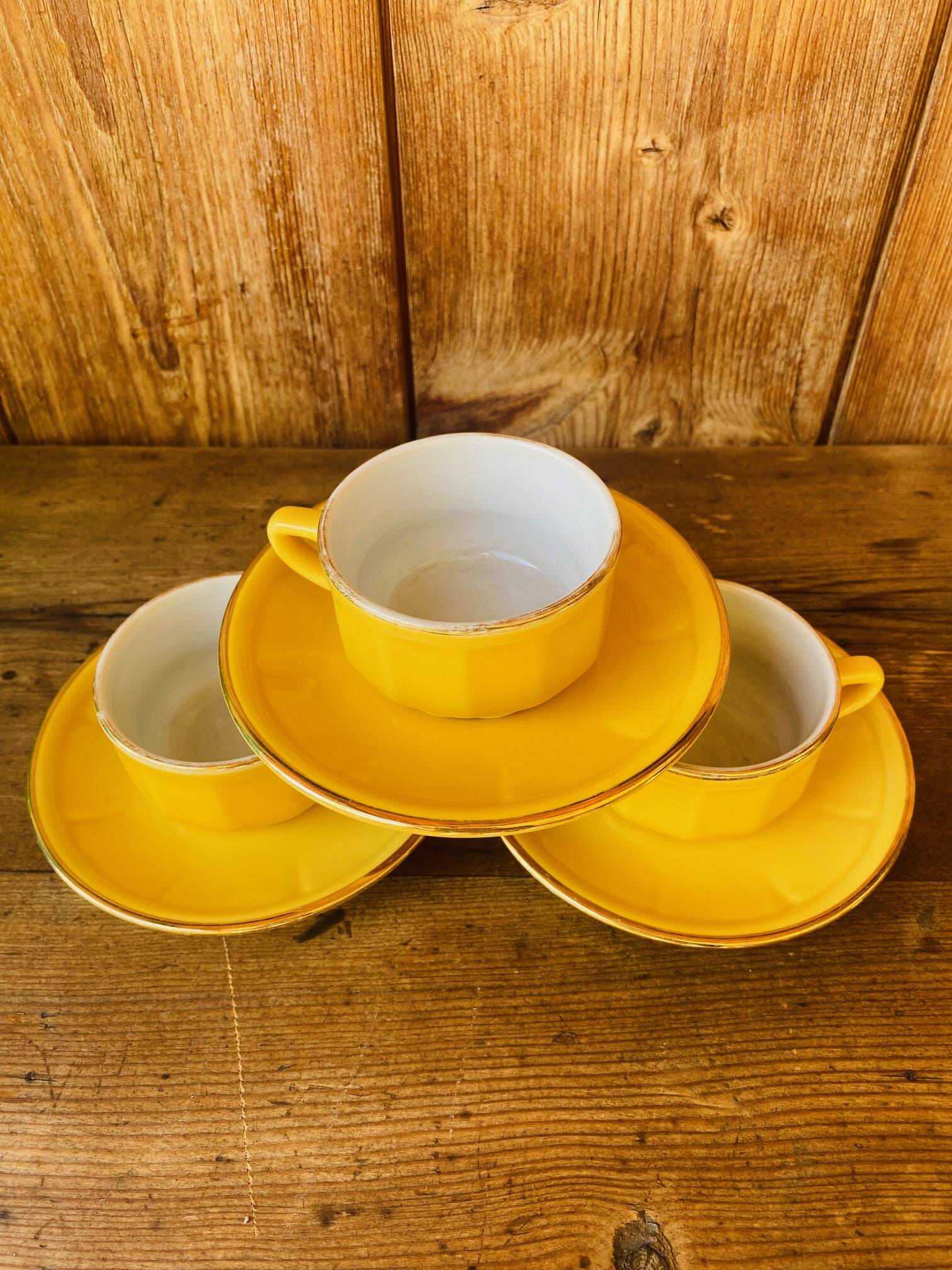Apilco yellow bistro coffee cups
