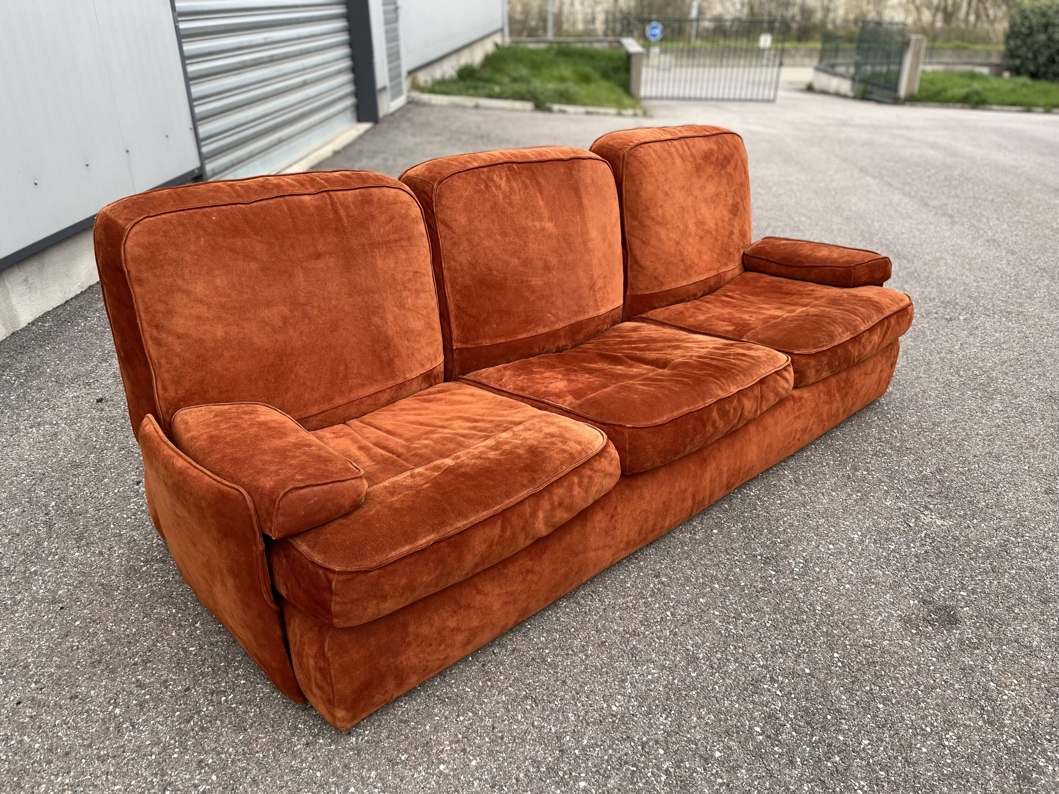 Cinna orange suede sofa