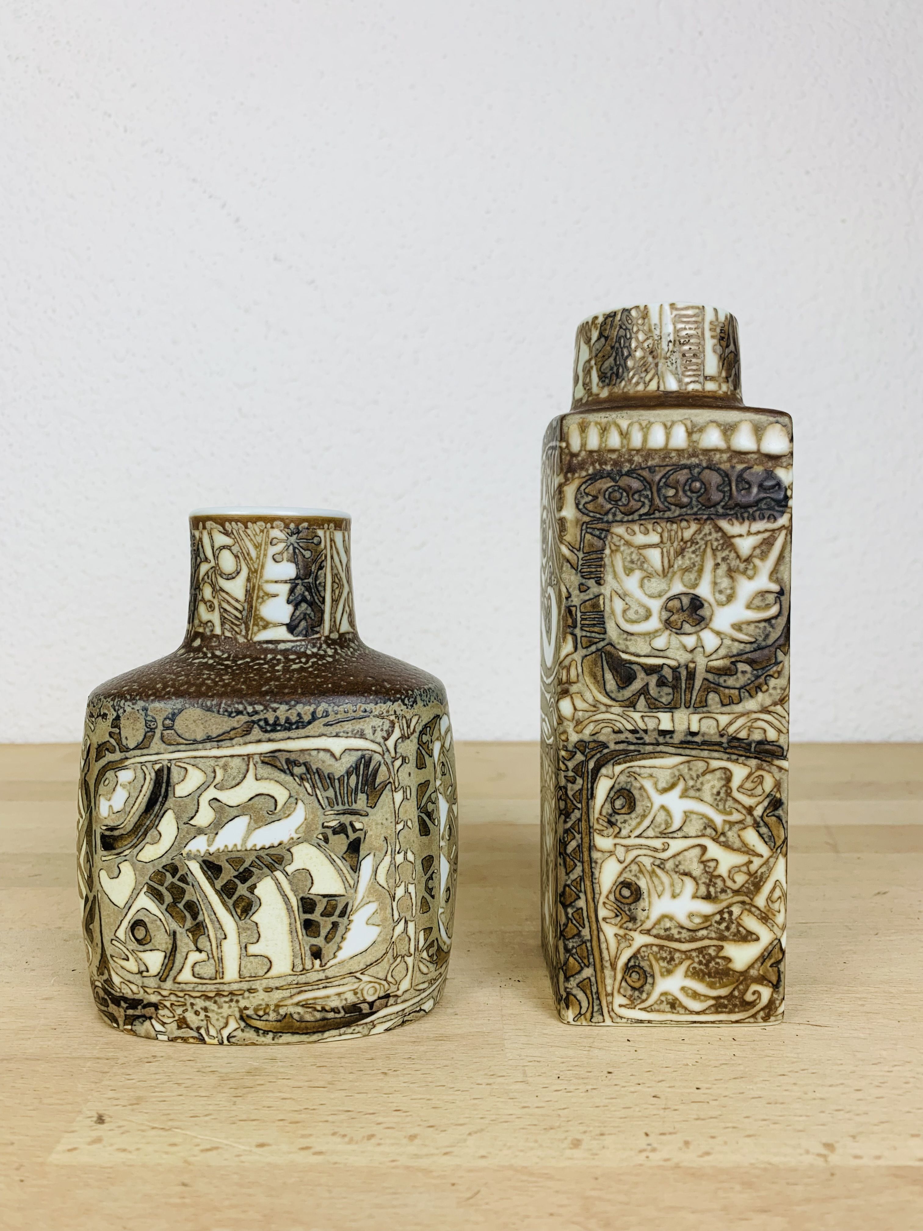 Pair of Royal Copenhagen Fajance vases by Nils Thorsson
