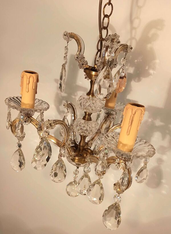 Ancien lustre à pampilles baroque