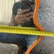 Vintage Venetian mirror, orange painted wooden frame
