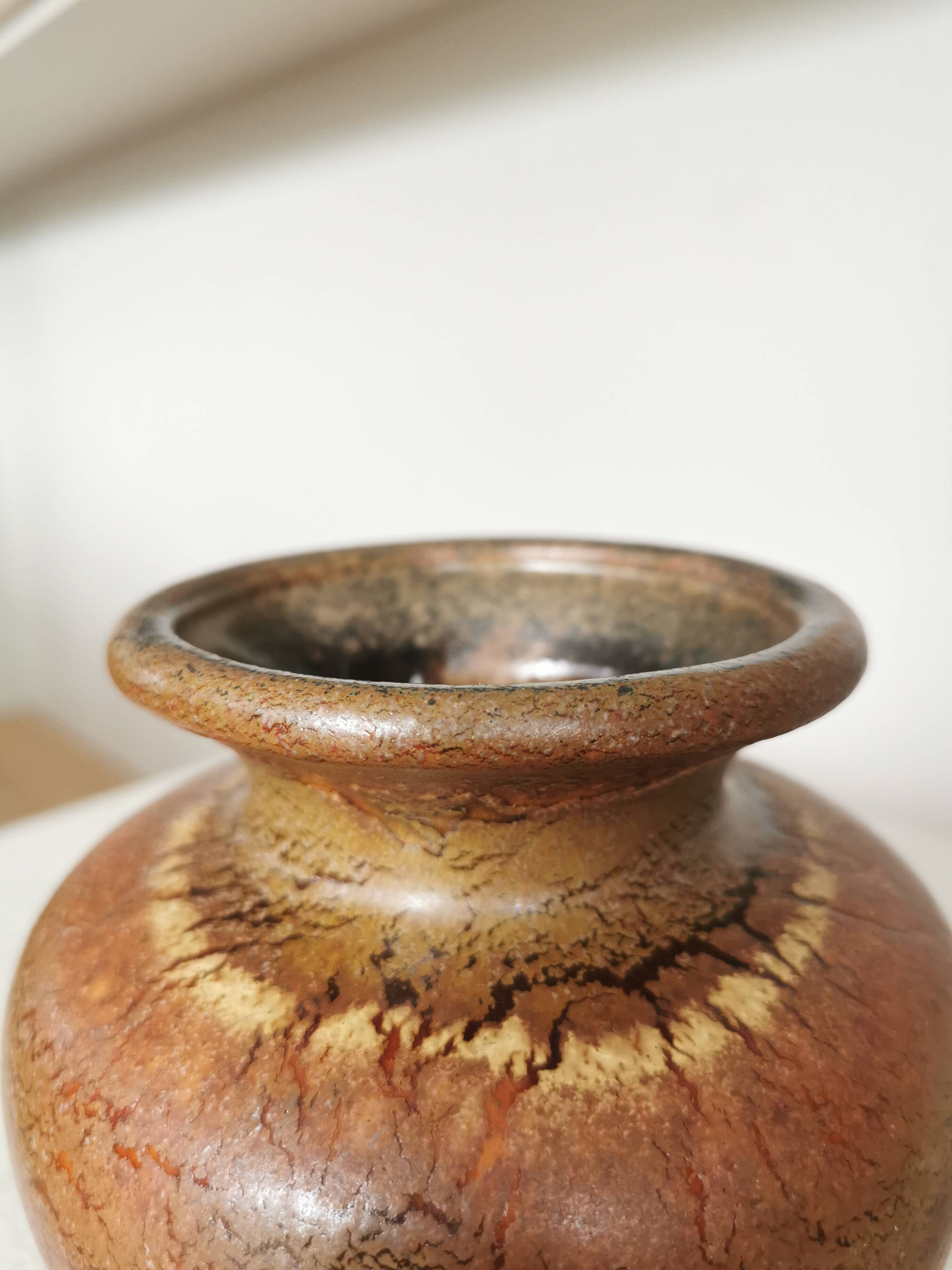 Fat Lava Pottery Vase: Vintage West Germany 202-13, Brown Drip Glaze