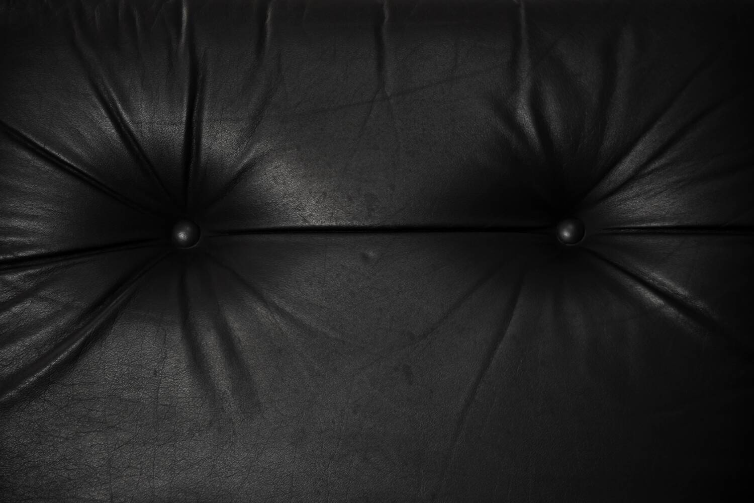 Vintage Mid-Century German Modern Minimalist Leather and Chrome Modular Sofa