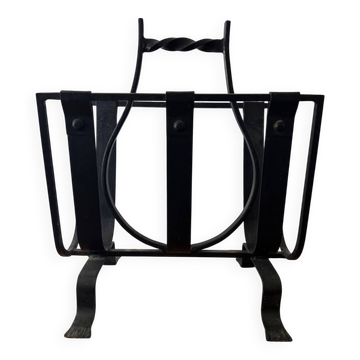 Brutalist wrought iron magazine rack from the 50s