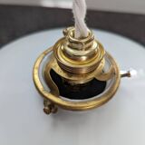 Ancienne suspension baladeuse en opaline blanche Art déco 1930 Ø 24.7 cm