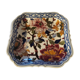 Square dish in Gien peony model