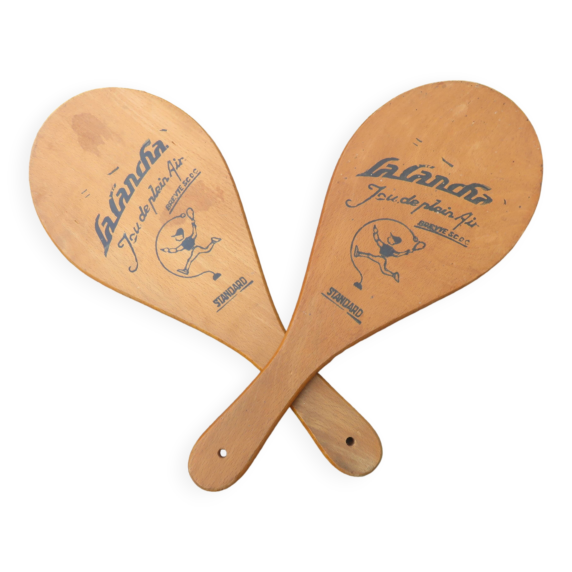 Pair of wooden "la cancha" snowshoes, Basque Country, Peleton, 1960