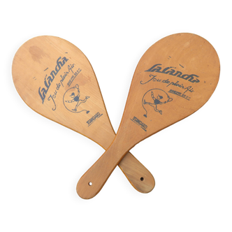 Pair of wooden "la cancha" snowshoes, Basque Country, Peleton, 1960