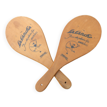 Pair of wooden "la cancha" snowshoes, Basque Country, Peleton, 1960