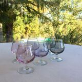 Set of 6 iridescent cognac glasses