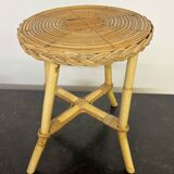 Small vintage rattan side table