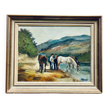 Raimont lecourt tableau ancien huile sur panneau