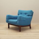 Fauteuil bleu, design danois, années 1960, production : Danemark