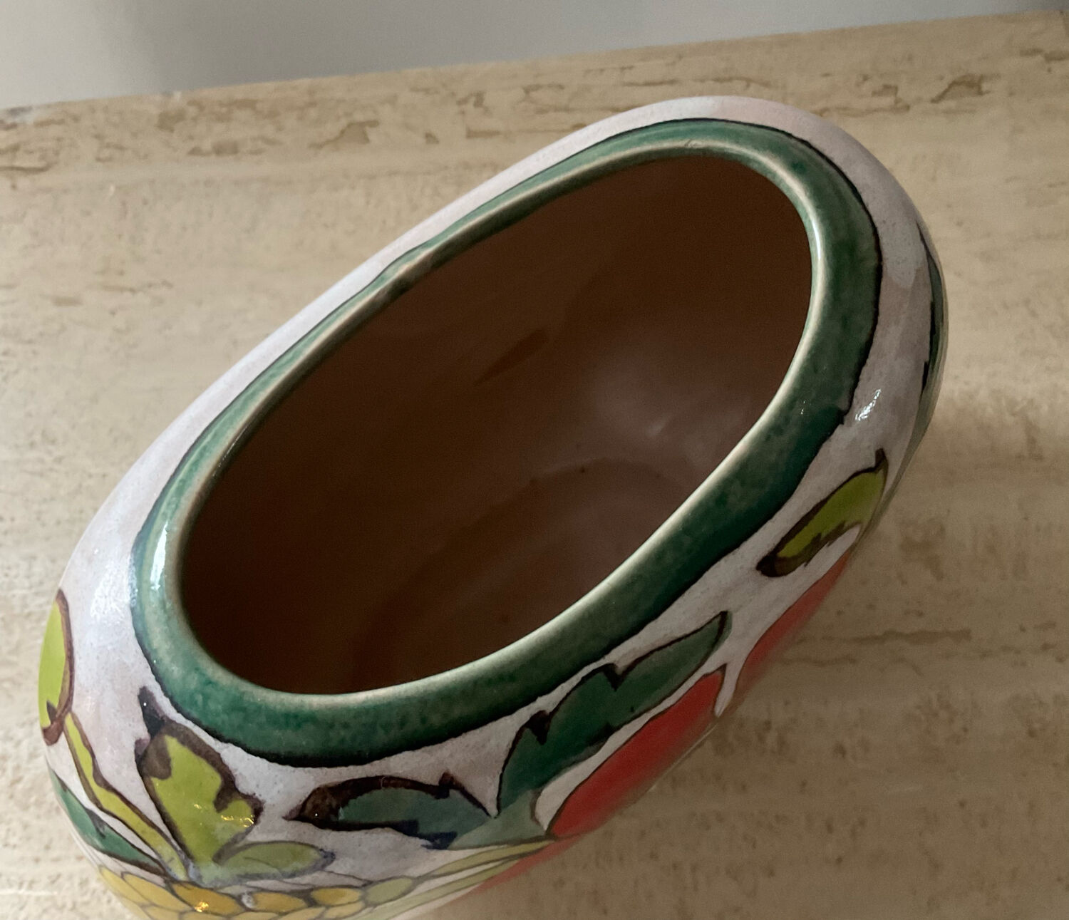 Vintage glazed ceramic vase signed