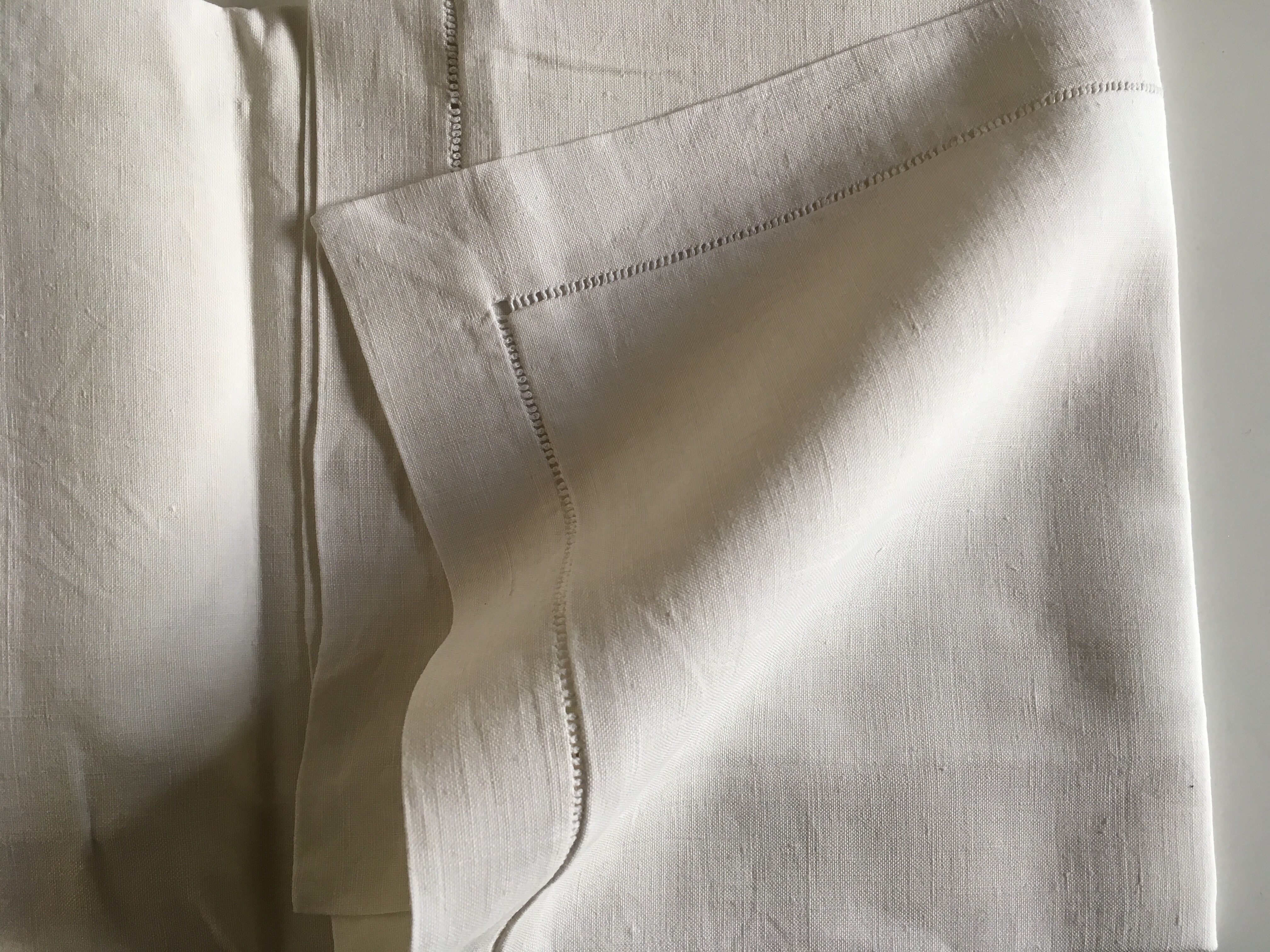 Pair of pillowcases embroidered linen old