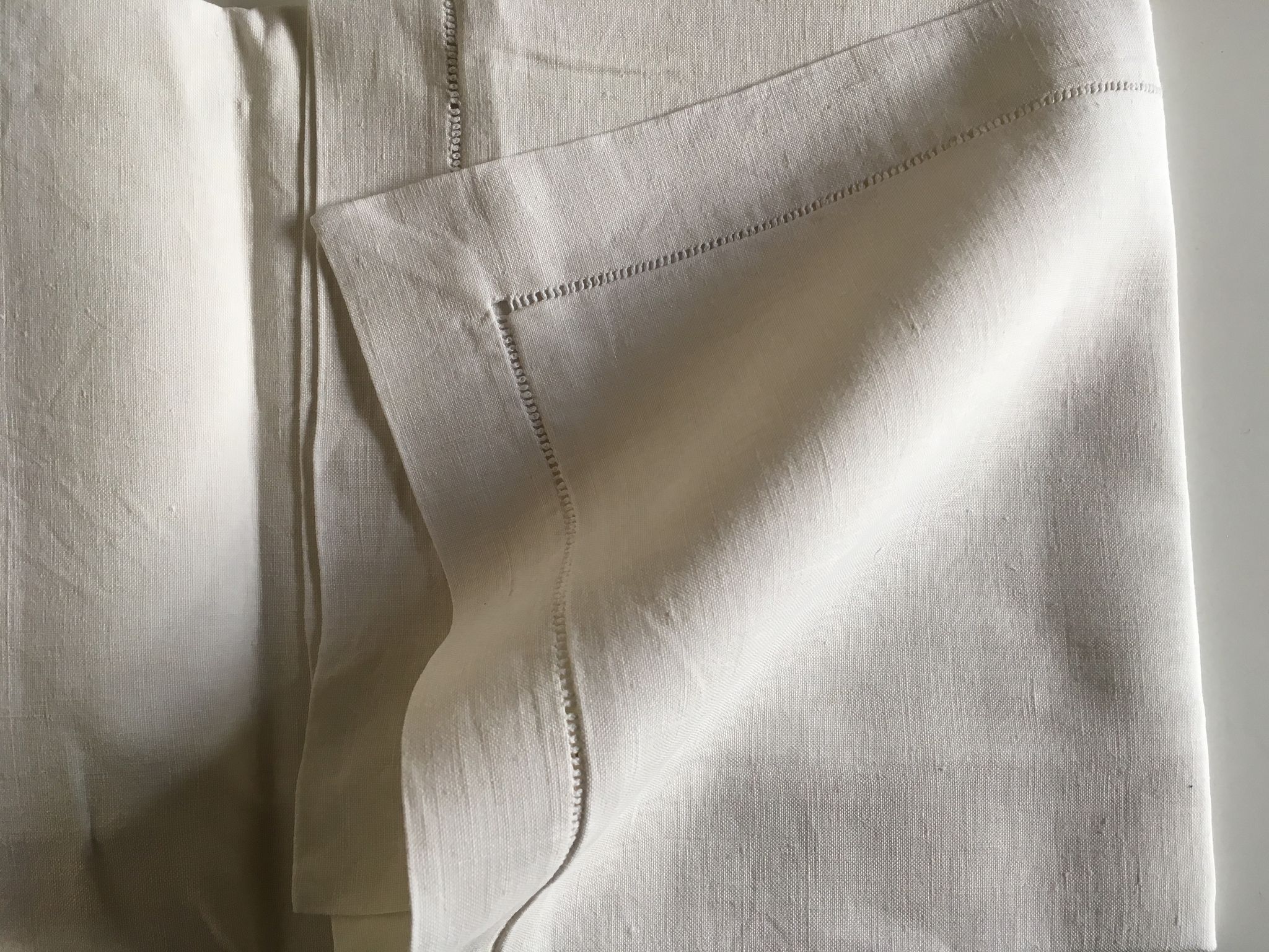 Pair of pillowcases embroidered linen old