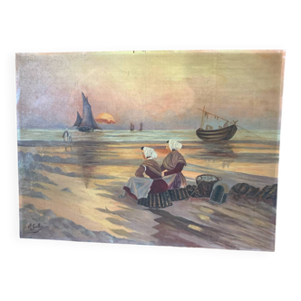 Old seaside painting