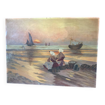 Tableau ancien bord de mer