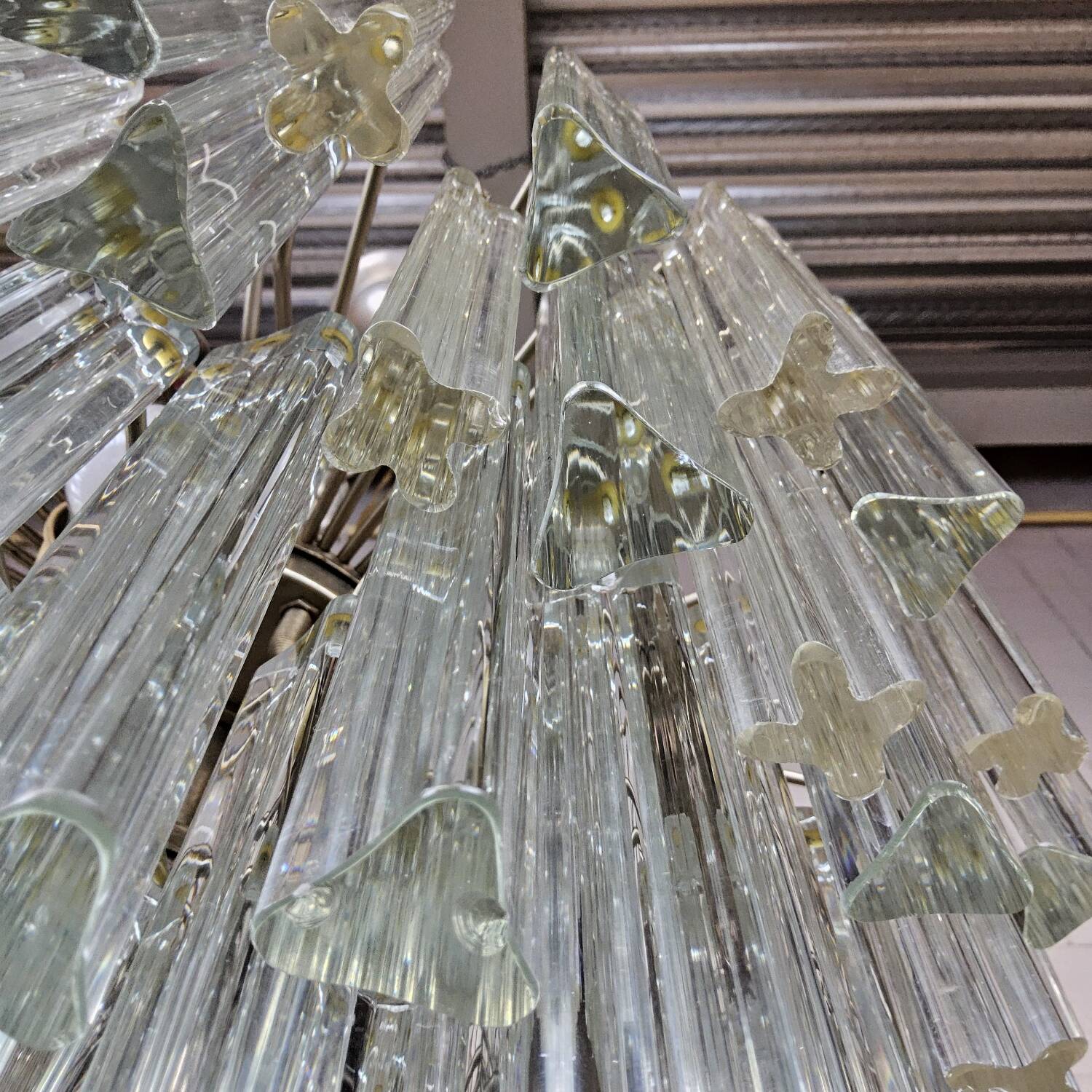 Vintage Italian crystal chandelier Venini Triedi Murano (1960s)