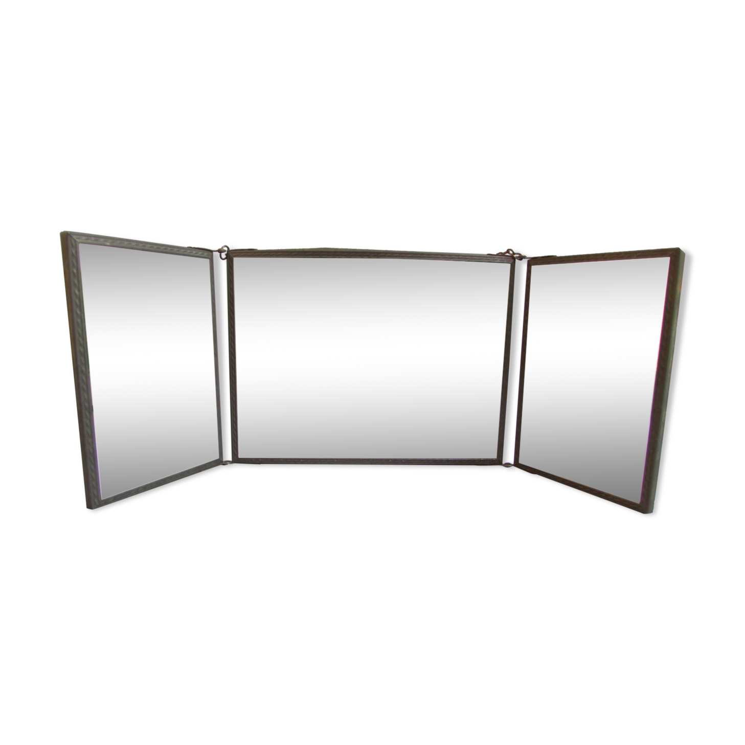 Vintage triptych mirror with old 50s photos 20x15cm