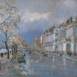 Pastel Painting "Quai de Seine?" Paris signed + frame