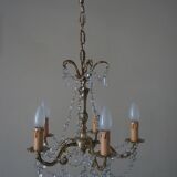 Bronze chandelier and crystal pendants – 5 lights