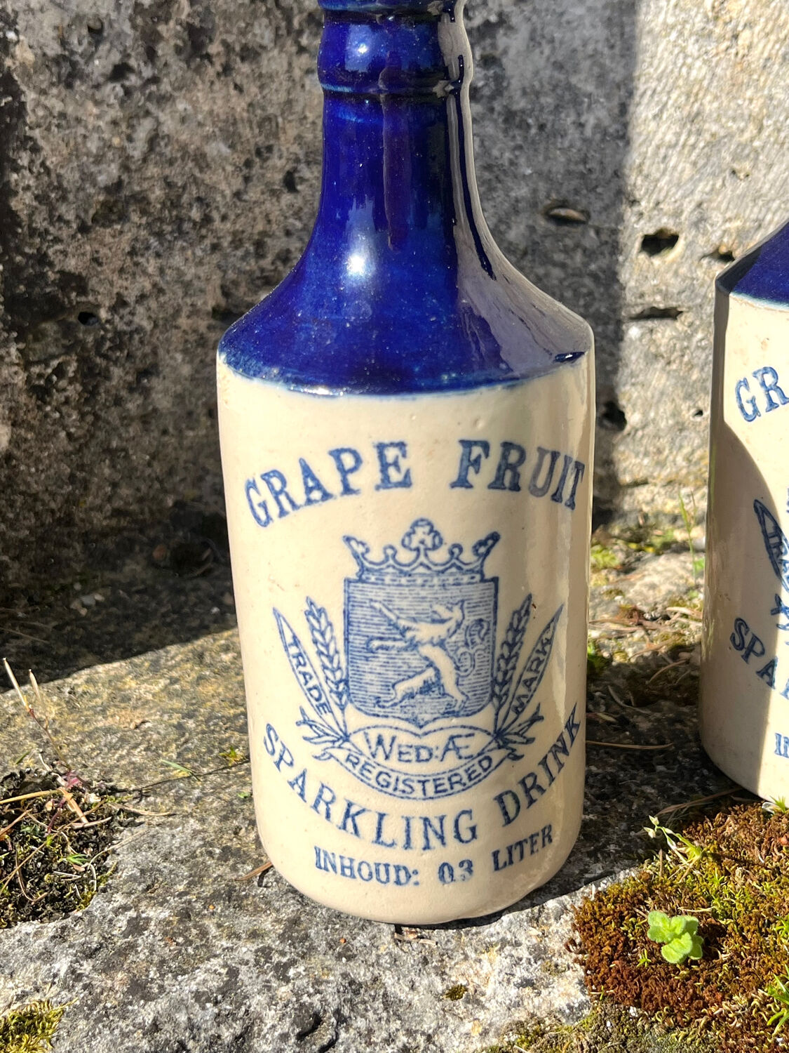 French stoneware grapefruit sparkling drink bottles