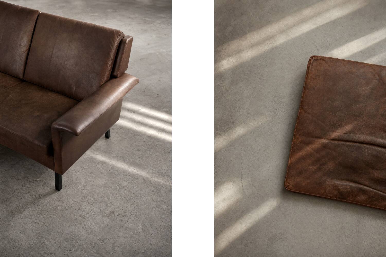 Mid-Century Danish Modern 2-Seater Brown Leather Sofa 3330 by  Arne Vodder