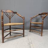 Paire de chaises d'angle hollandaises anciennes, années 1920