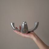 Candle holder candlestick candelabra in aluminum silver metal scandinavian design decorative object
