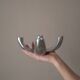 Bougeoir chandelier candélabre en aluminium métal argenté design scandinave objet de décoration