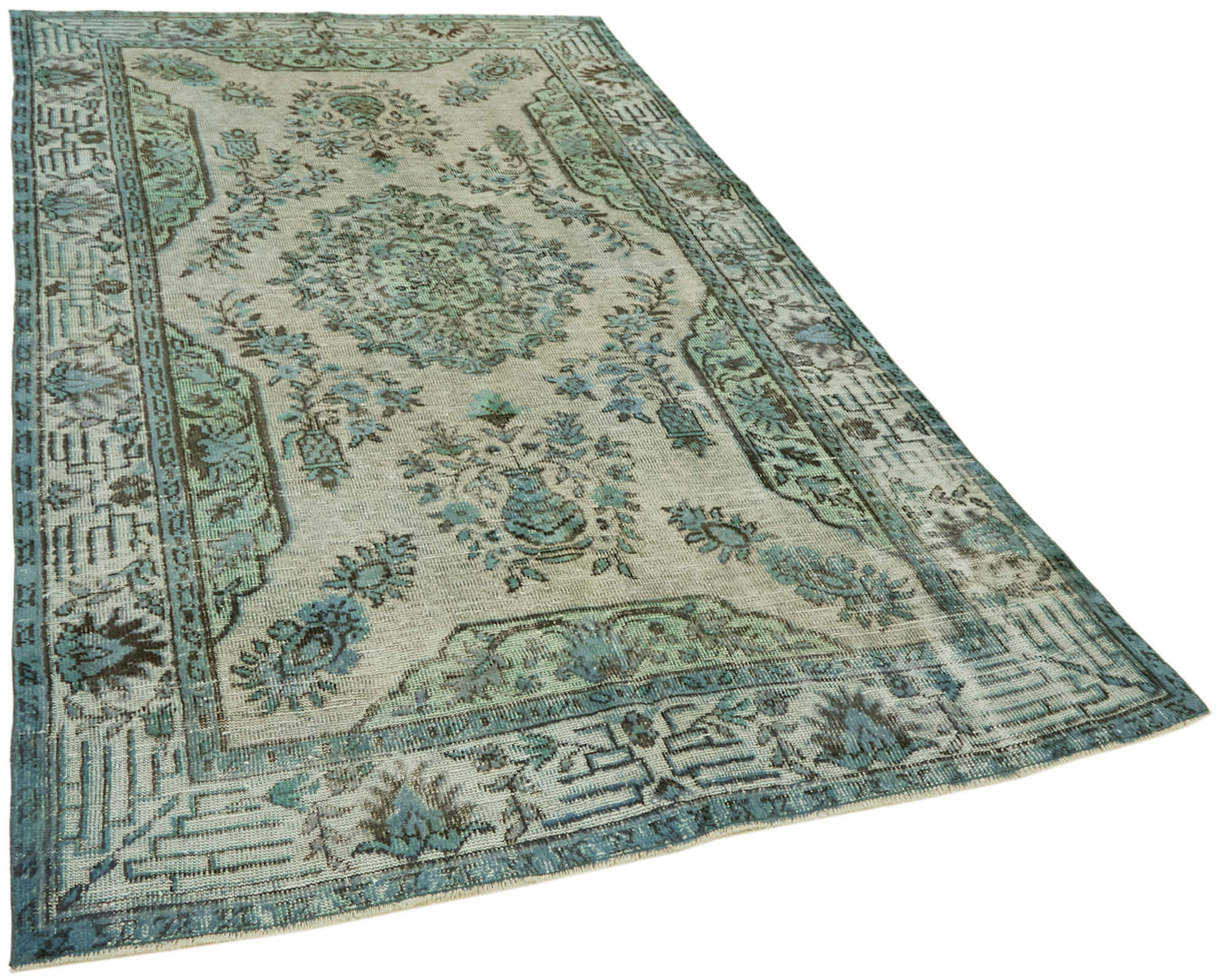 Hand-knotted antique turkish 1970s 178 cm x 289 cm blue carpet