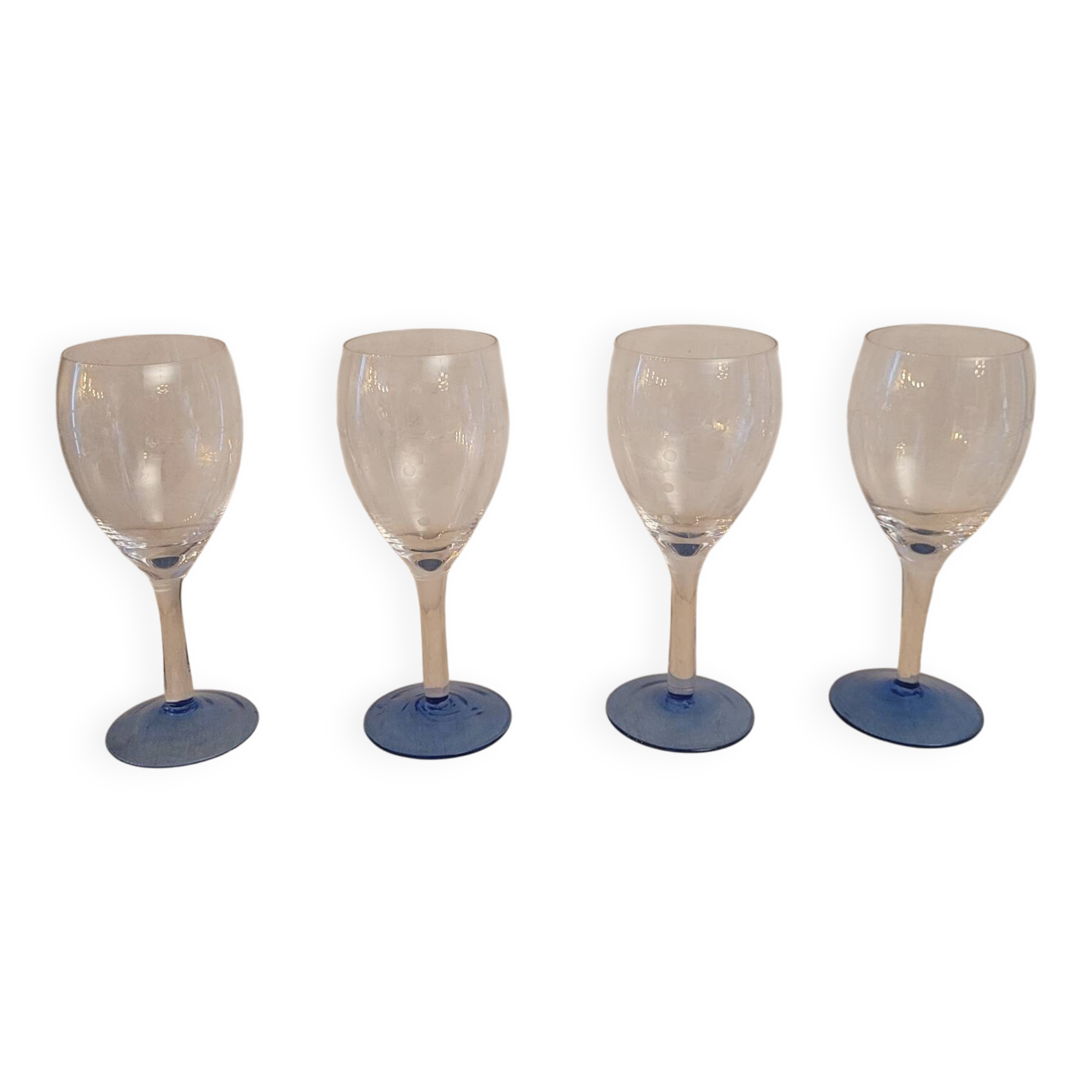 Set of 4 cut glass stemmed glasses from the 50s.