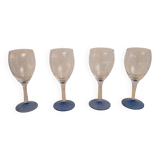 Set of 4 cut glass stemmed glasses from the 50s.